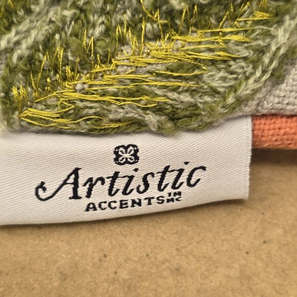 Artistic Accent Floral Print Embroidered Decorative Pillow Cover 18x19 In... - Picture 3 of 12